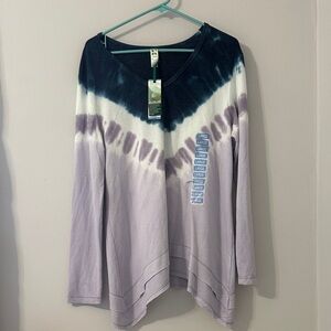 GreenTea Tie-Dye Long Sleeve Top - Purple and Black